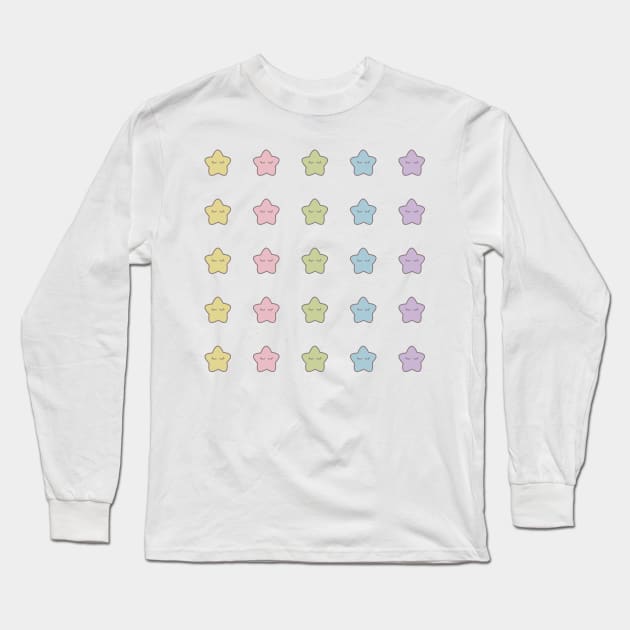 Rainbow colorful Stars with eyelashes Long Sleeve T-Shirt by My Bright Ink